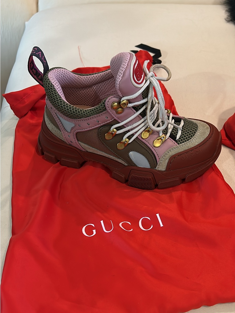 Gucci Pink, Green & Brown Chunky Hiking-Style Sneaker